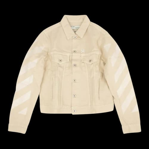 Off-White Diagonal Print Denim Jacket 'Beige'