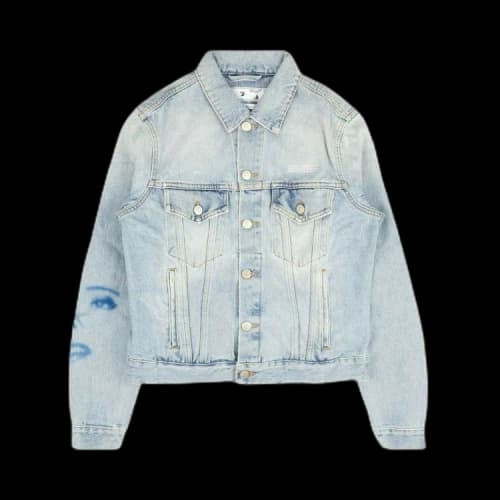 Off-White Printed Face Denim Jacket 'Blue'