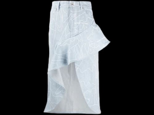 OFF-WHITE Asymmetric All Over Draped Skirt Blue/White