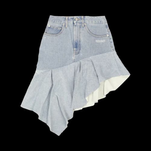 Off-White Two Tone Ruffle Denim Skirt 'Blue'