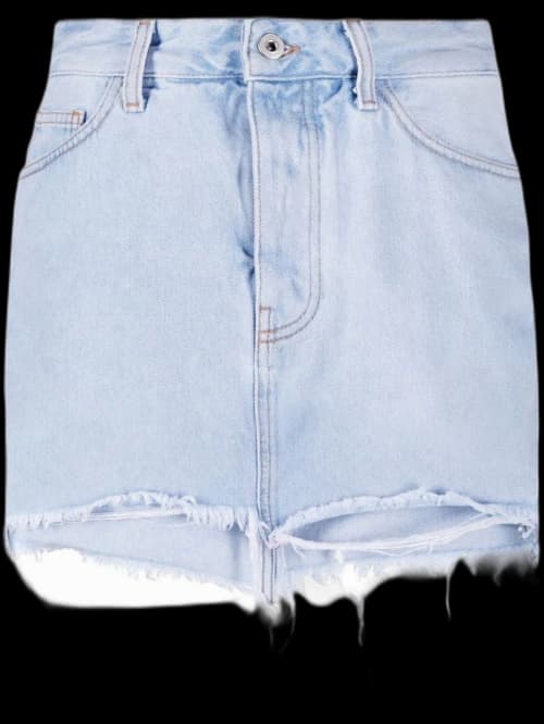 OFF-WHITE Distressed Denim Miniskirt Light Blue