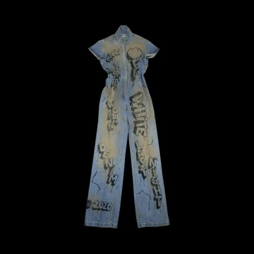 Off-White Denim Graffiti Jumpsuit 'Blue'