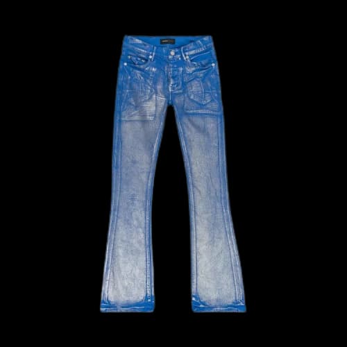 PURPLE BRAND Silver Foil Flare Skinny Jeans 'Blue'