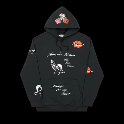 PALACE Embroidery Printing Hooded Sweater Unisex Black