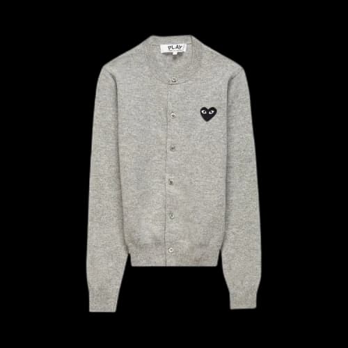 Comme des Garçons PLAY Embroidered Heart Cardigan 'Light Grey'