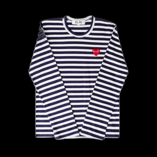 Comme des Garçons PLAY Striped Heart Logo Long-Sleeve T-Shirt 'Navy/White'