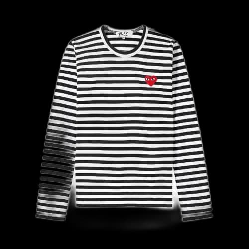 Comme des Garçons PLAY Heart Logo Striped Long-Sleeve T-Shirt 'Black/White'