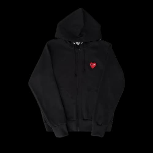 Comme des Garçons PLAY Heart Logo Zip Up Hoodie 'Black'