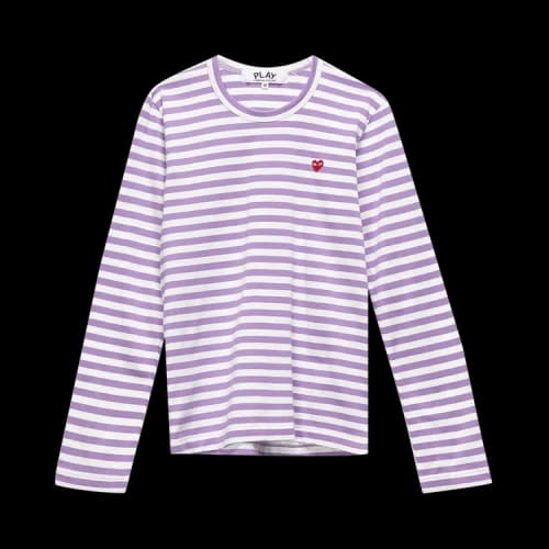 Comme des Garçons PLAY Heart Logo Striped T-Shirt 'Purp'