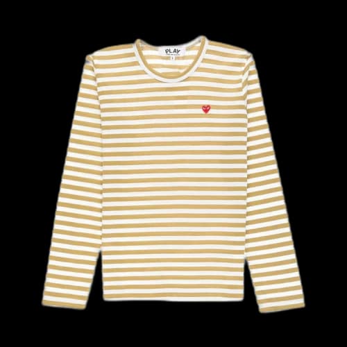 Comme des Garçons PLAY Heart Logo Striped Long-Sleeve T-Shirt 'Olive'