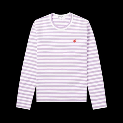 Comme des Garçons PLAY Heart Logo Striped Long-Sleeve T-Shirt 'Purple'