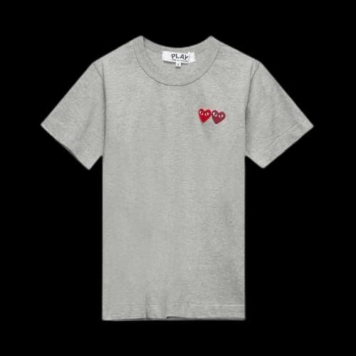 Comme des Garçons PLAY Double Heart Tee 'Grey'