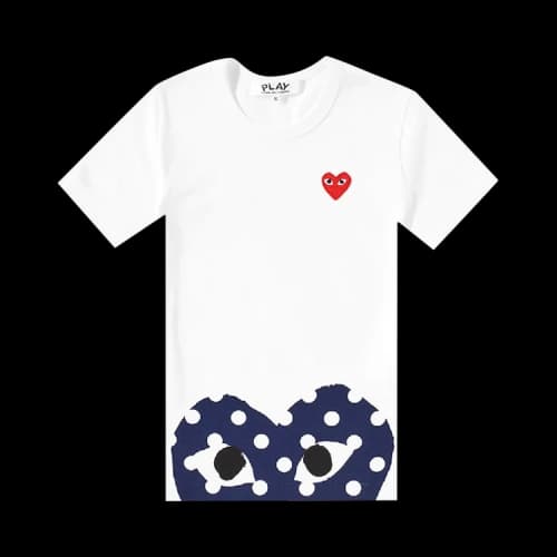 Comme des Garçons PLAY Polka Dot Hem Heart Logo T-Shirt 'White'