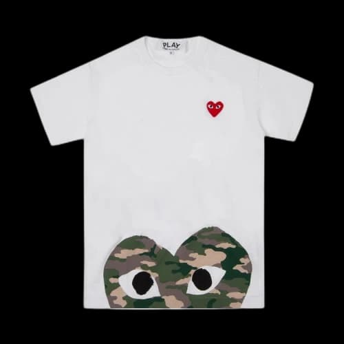 Comme des Garçons PLAY Bottom Camouflage Heart Tee 'White'