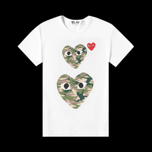 Comme des Garçons PLAY Camo Twin Heart Logo T-Shirt 'White'