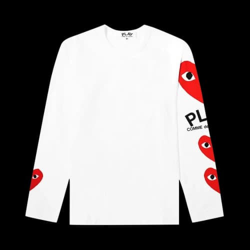 Comme des Garçons PLAY Three Heart Long-Sleeve 'White'