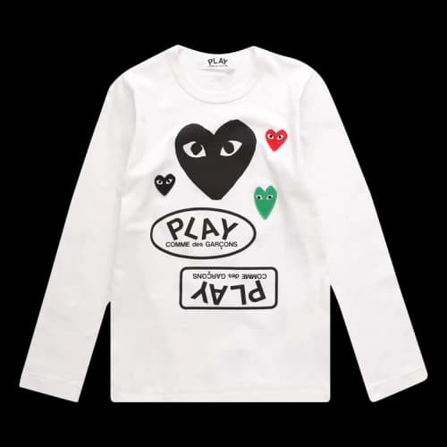 Comme des Garçons PLAY Long-Sleeve Logo Tee 'White'