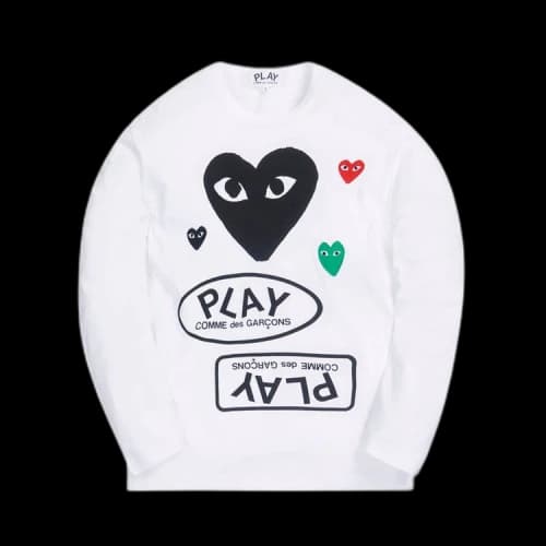 Comme des Garçons PLAY Multi Logo Long-Sleeve Tee 'White'