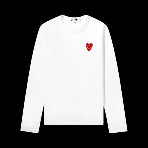 Comme des Garçons PLAY Long-Sleeve Double Heart Tee 'White'