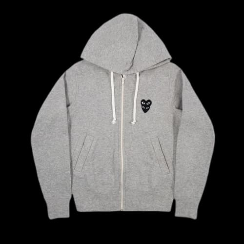 Comme des Garçons PLAY Heart Logo Zip Up Hooded Sweatshirt 'Grey'