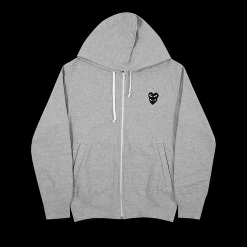 Comme des Garçons PLAY Heart Logo Zip Up Hooded Sweatshirt 'Grey'