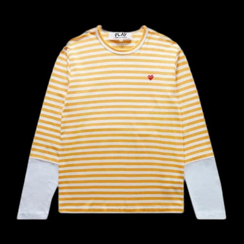 Comme des Garçons PLAY Striped White Sleeve T-Shirt 'Yellow/White'