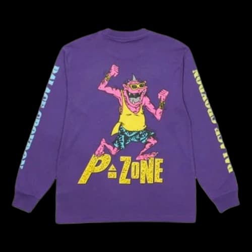 PALACE x M-Zone Crossover Small Devil Tri-Ferg Pattern Long Sleeves Purple T-Shirt