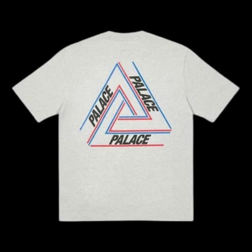 PALACE Basically A Triferg Grey Marl Alphabet Printing Round Neck Short Sleeve Unisex Gray