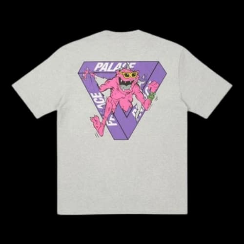 PALACE x M-Zone Crossover Small Tri-Ferg Pattern Cartoon Short Sleeve Unisex Gray