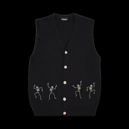 Pleasures Bones Cardigan Vest 'Black'