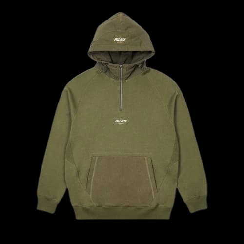 Palace 1/4 Zip Cotton Panel 'Olive'