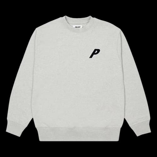 Palace P-3 Applique Crew 'Grey Marl'