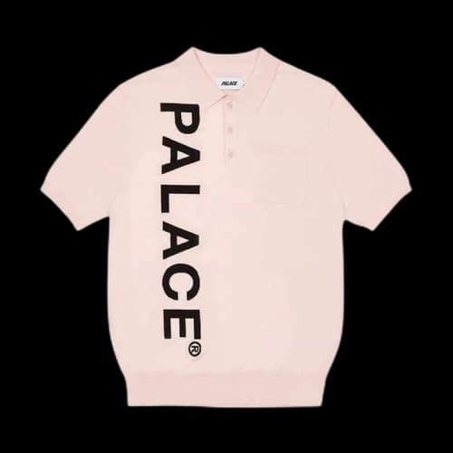 Palace Intarsia Font Polo 'Pink'
