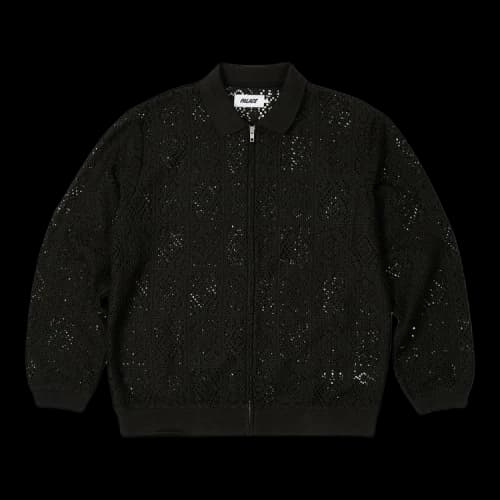 Palace Crochet Zip Long-Sleeve Polo 'Black'