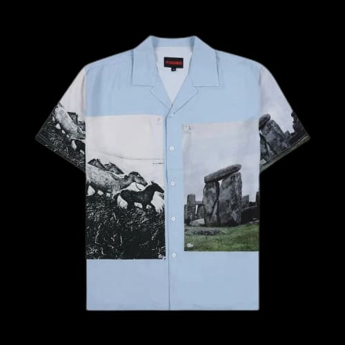 Pleasures Stone Horse Button Down Shirt Blue