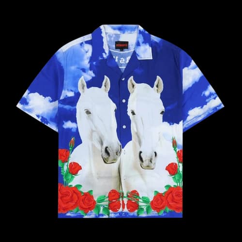 Pleasures White Horse Camp Shirt 'Blue'