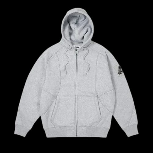 Palace Bonded Sherpa Zip Hood 'Grey Marl'