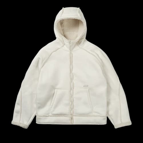 Palace Sherpa Faux Suede Hooded Jacket 'White'