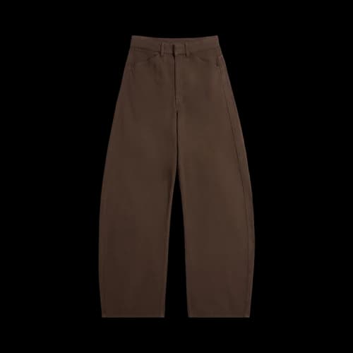 Lemaire High Waisted Curved Pants In Dyed Heavy Broken Twill 'Cacao'