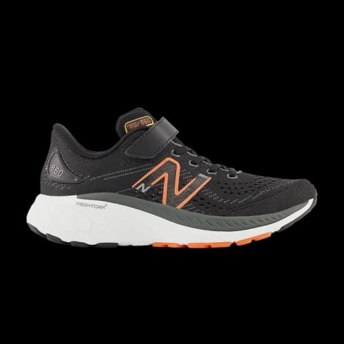 New Balance Fresh Foam X 860v13 Bungee Lace Top Strap Little Kid Wide 'Black Neon Orange'