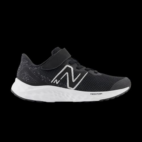 New Balance Fresh Foam Arishi v4 Bungee Lace Top Strap Little Kid Wide 'Black Silver Metallic'