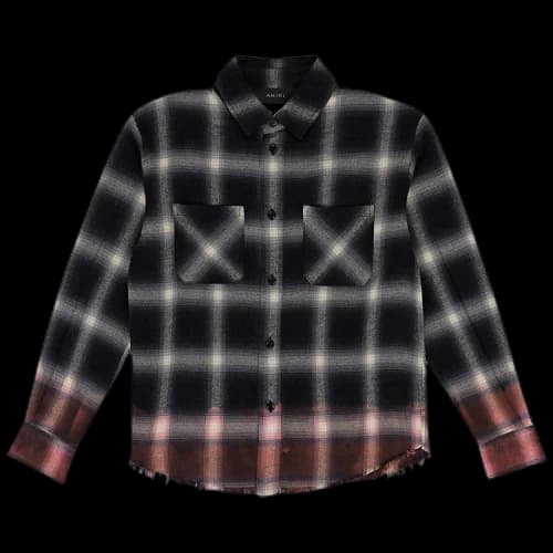 Amiri Distressed Plaid Check Button Down Shirt 'Black'