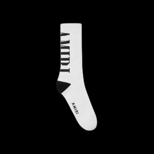 Amiri Vertical Logo Socks 'White/Black'