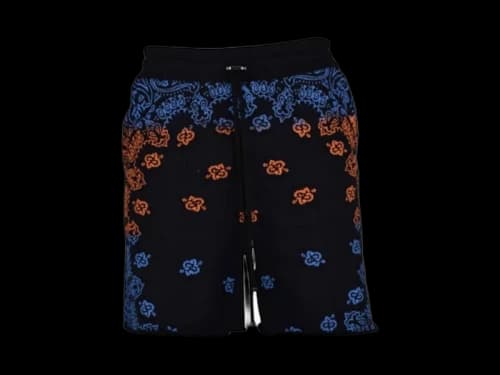 AMIRI Bandana Bleach Shorts Blue/Orange