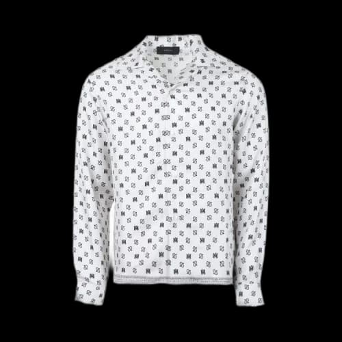 Amiri MA Repeat Logo Long-Sleeve Camp Shirt 'White'