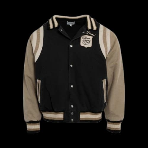 Rhude Washed Canvas Varsity Jacket 'Black/Khaki'