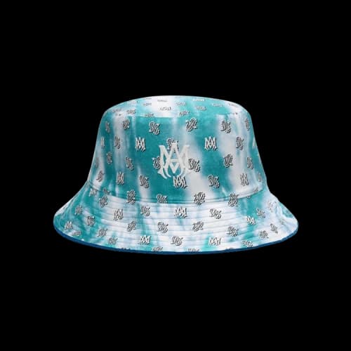 Amiri Micro Paisley Tie Dye Silk Reversible Bucket Hat 'Aqua'