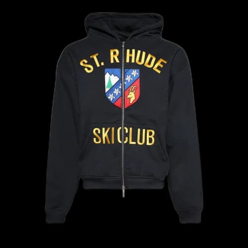 Rhude St. Rhude Zip Up Hoodie 'Vintage Black'