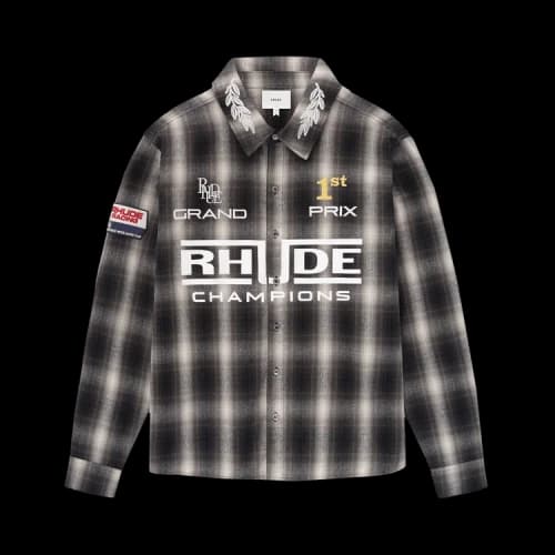 Rhude Racing Logo Printed Checked Shirt 'Black/Grey'