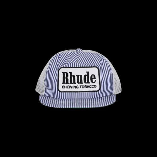 Rhude Striped Tobacco Trucker Hat 'Blue/White'